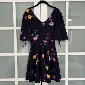 Mango Floral Dress Navy Blue